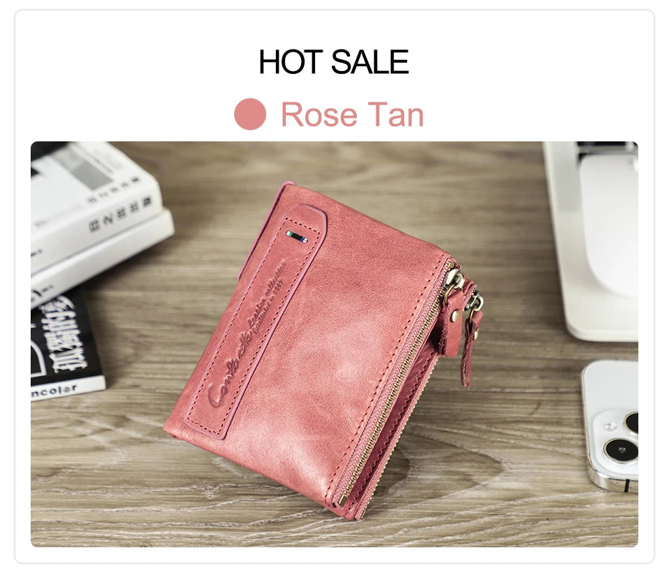 Men’s Genuine Leather Short Wallet with Coin Pocket & Card Holder