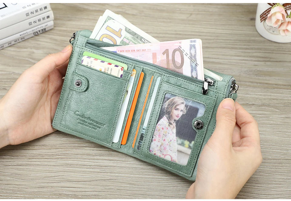 Men’s Genuine Leather Short Wallet with Coin Pocket & Card Holder