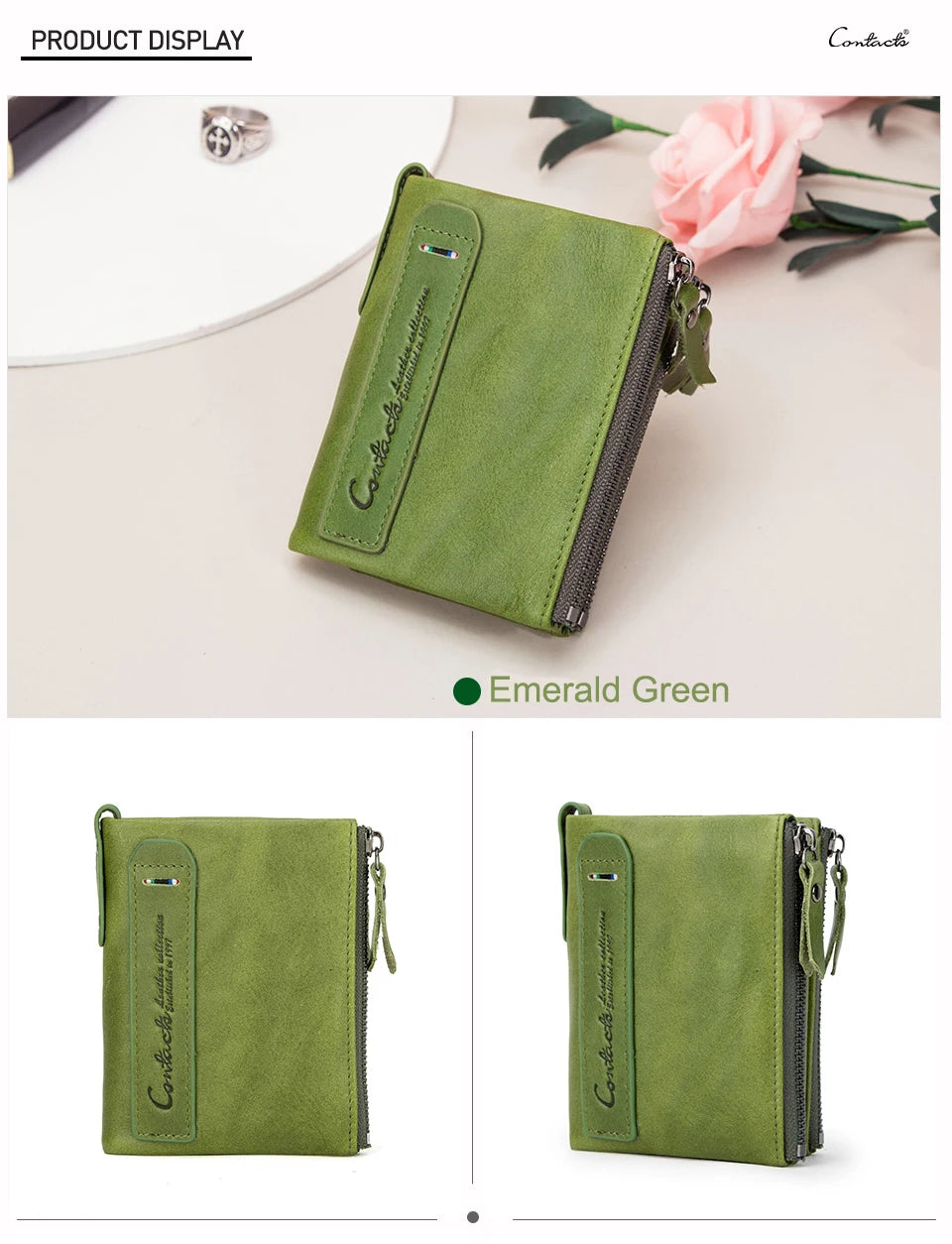 Men’s Genuine Leather Short Wallet with Coin Pocket & Card Holder