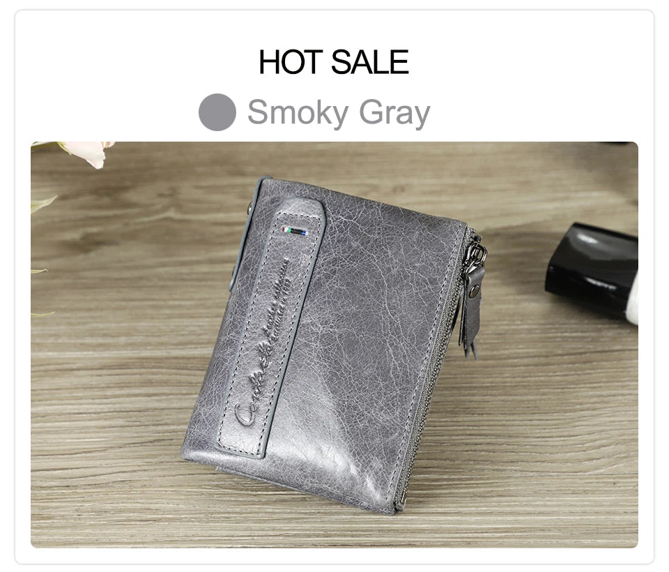 Men’s Genuine Leather Short Wallet with Coin Pocket & Card Holder