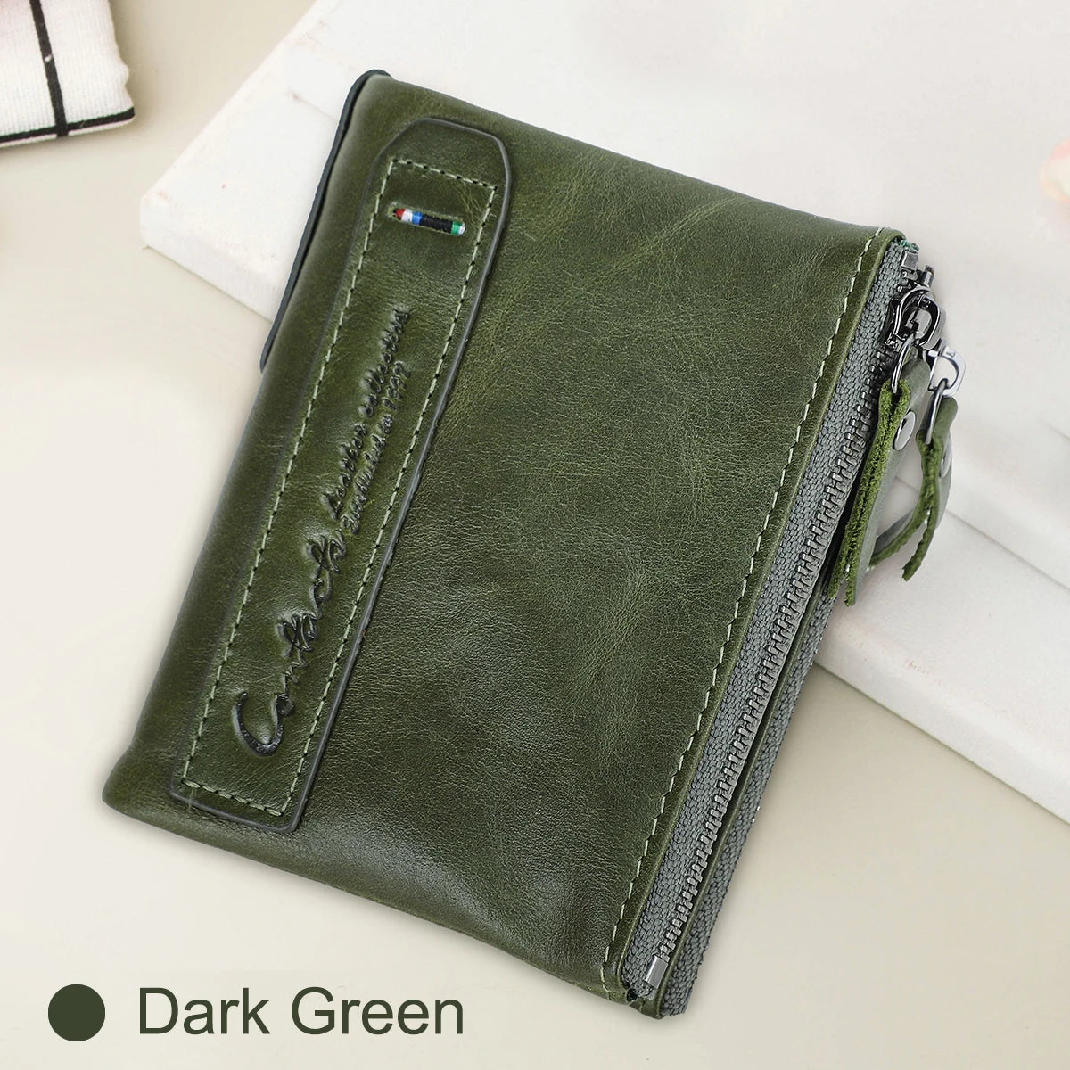 Men’s Genuine Leather Short Wallet with Coin Pocket & Card Holder