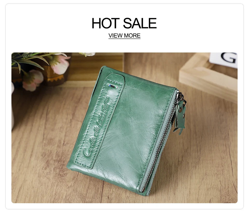 Men’s Genuine Leather Short Wallet with Coin Pocket & Card Holder