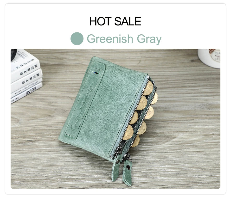 Men’s Genuine Leather Short Wallet with Coin Pocket & Card Holder