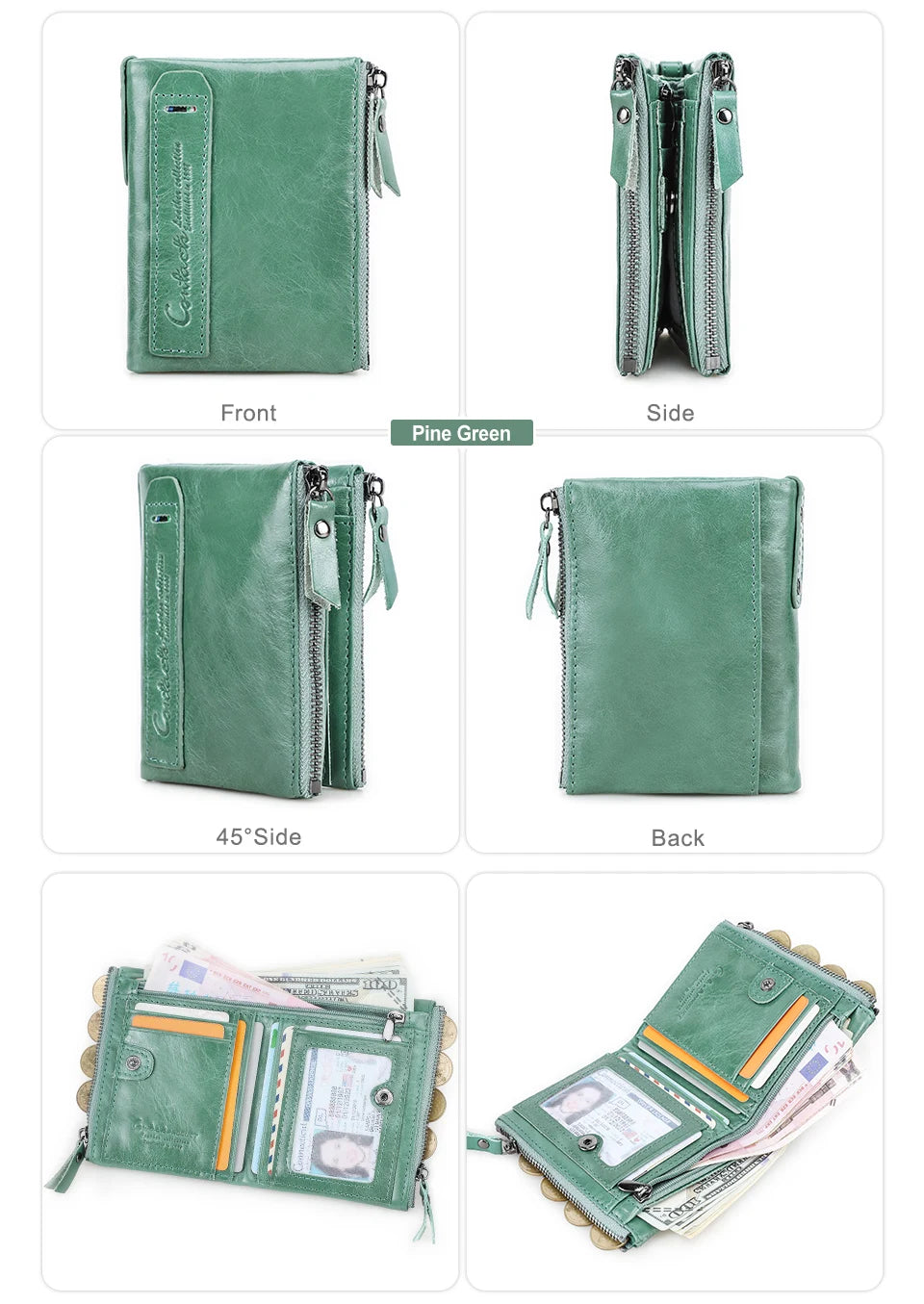 Men’s Genuine Leather Short Wallet with Coin Pocket & Card Holder