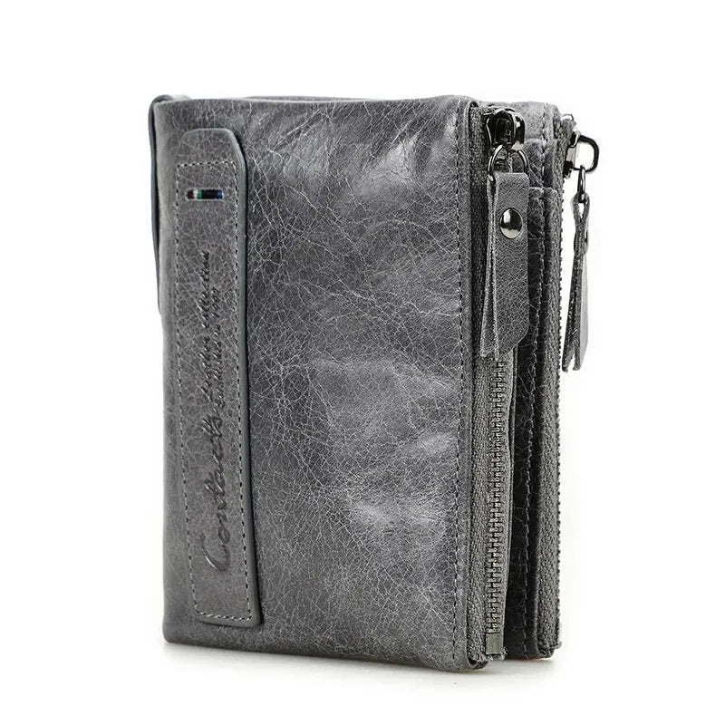 Men’s Genuine Leather Short Wallet with Coin Pocket & Card Holder
