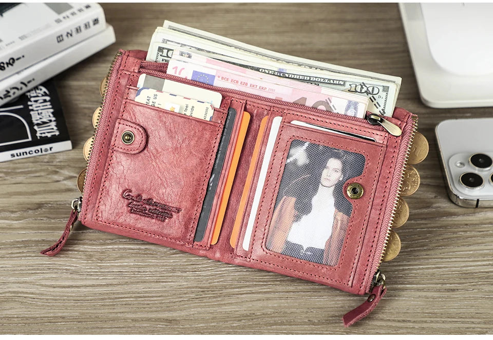 Men’s Genuine Leather Short Wallet with Coin Pocket & Card Holder
