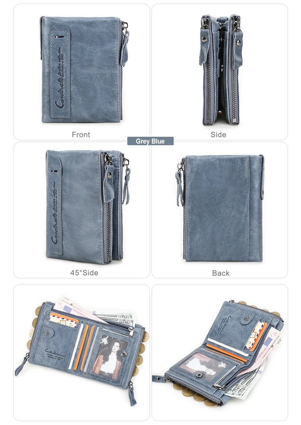 Men’s Genuine Leather Short Wallet with Coin Pocket & Card Holder