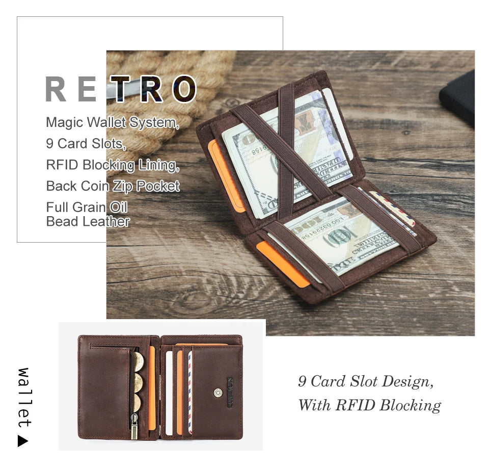Genuine Leather RFID-Blocking Card Holder Wallet – Slim & Secure Design