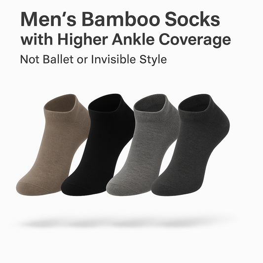 Mens Bamboo No Show Socks 4 Pairs Odor Control Seamless Toe Organic Soft