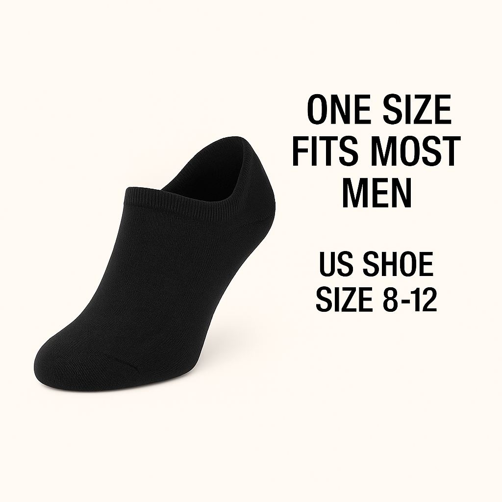 Men's Bamboo No Show Socks 3 Pairs Seamless Odor-Free Soft Fit Black White Red