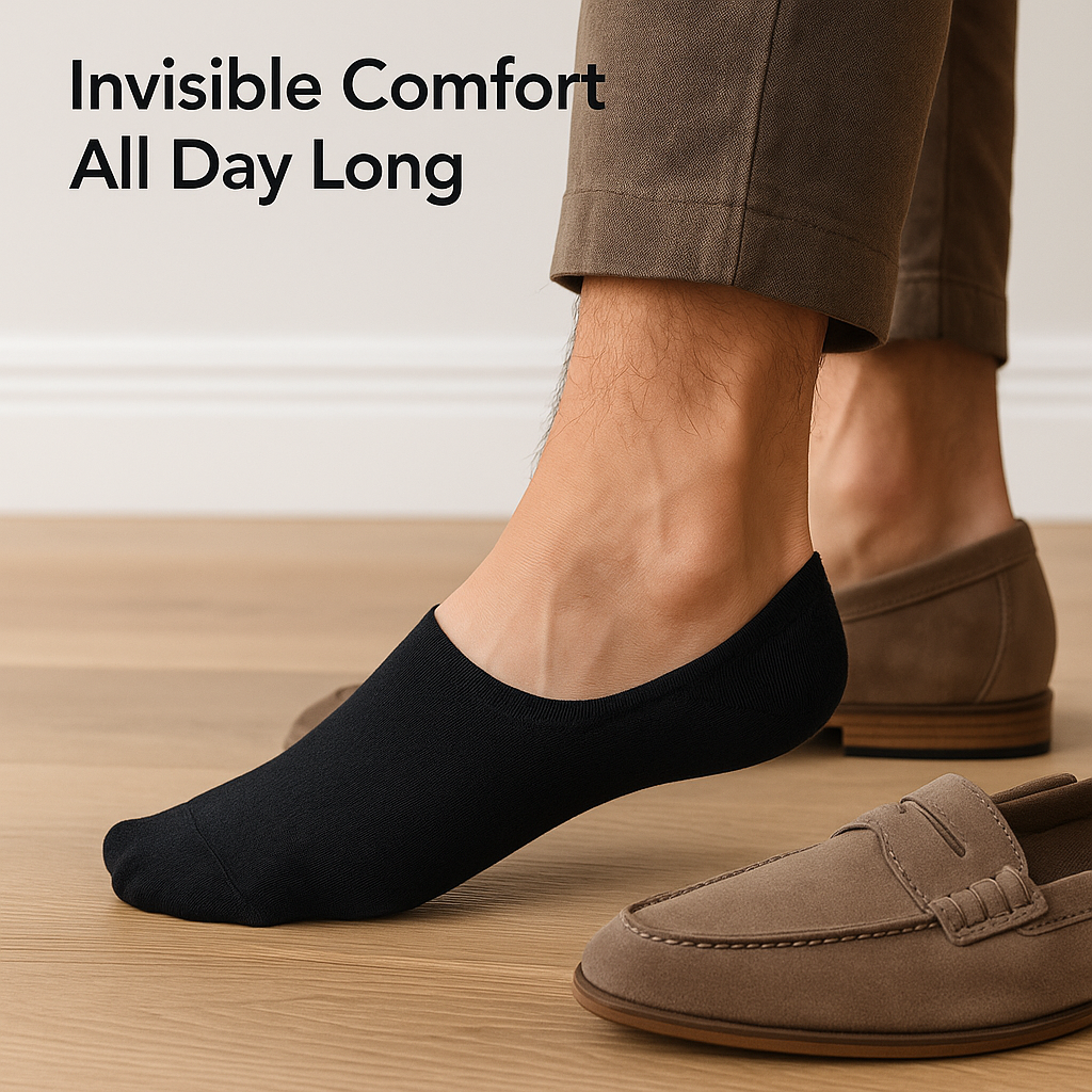Mens Cotton No Show Socks 3 Pairs Sport Style Invisible Anti Slip Seamless