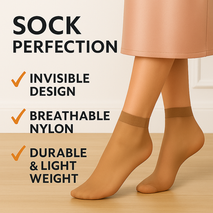 Women's ultra-thin invisible nylon sheer ankle socks, 20 pairs