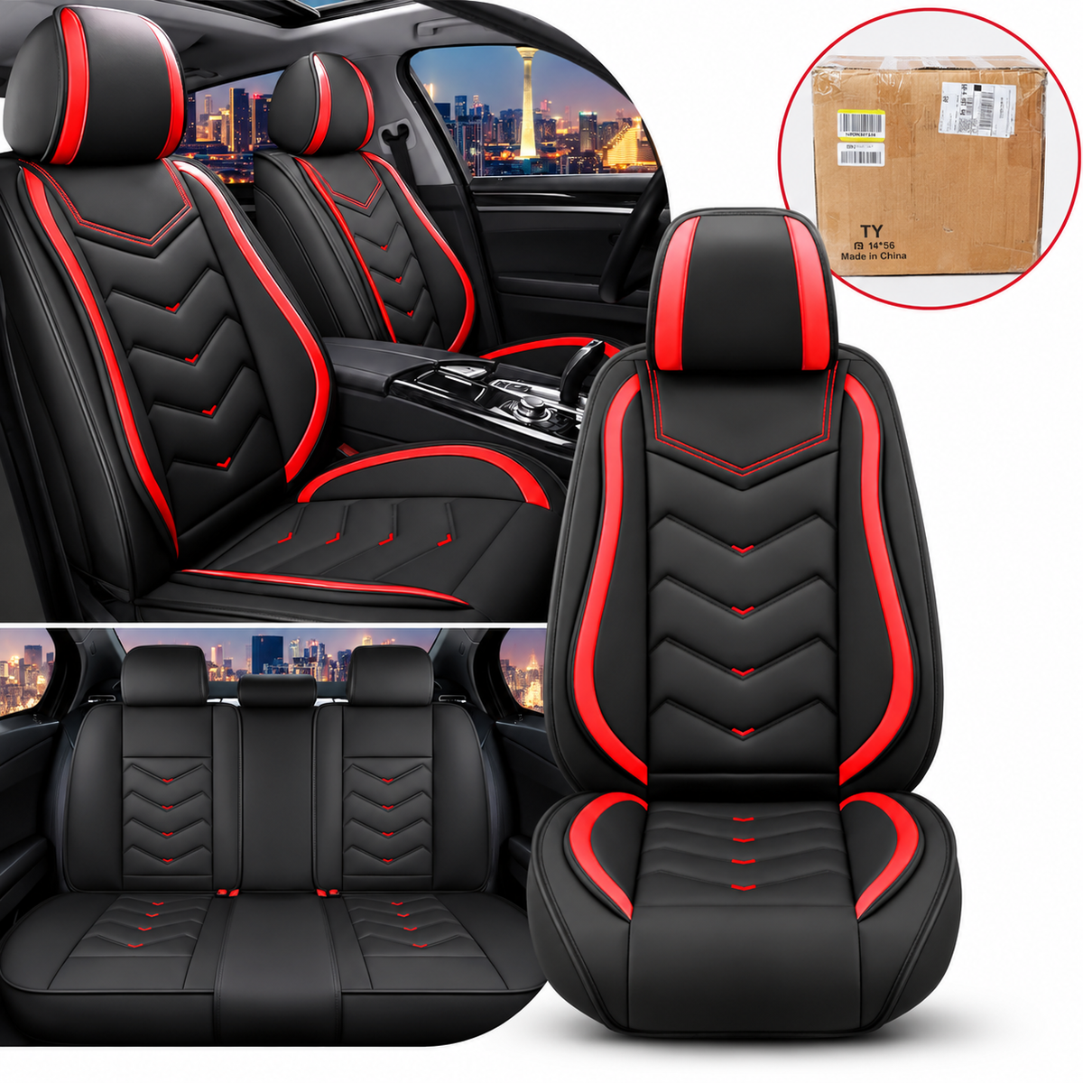 Premium Nappa Leather Car Seat Covers Toyota Camry 2000-2026 Black 5-Seats