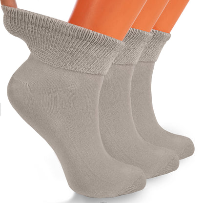 Non-binding diabetic ankle socks made in the USA, 3 pairs, in gray