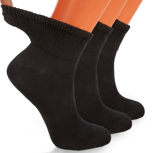 American Made Diabetic Ankle Socks 3 Pairs Non-Binding Cotton Unisex Moisture-Wicking