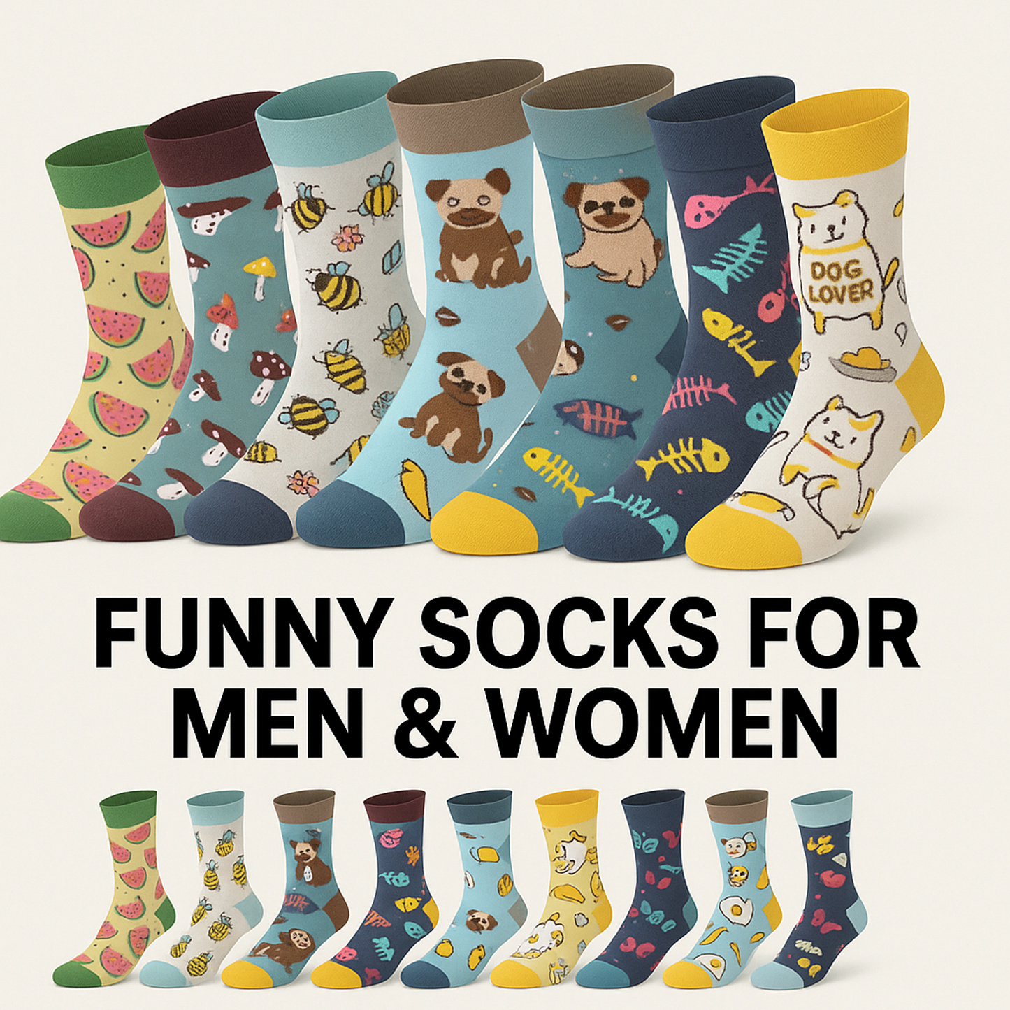 Funny Food Socks 3 Pairs Men Women Novelty Cotton Crew Unisex Gift