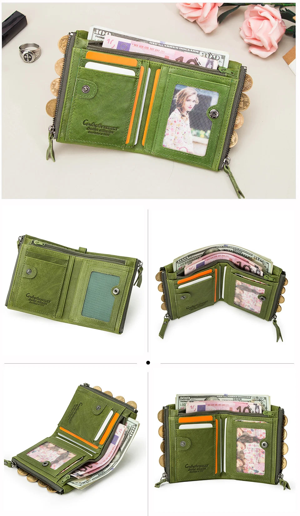 Men’s Genuine Leather Short Wallet with Coin Pocket & Card Holder