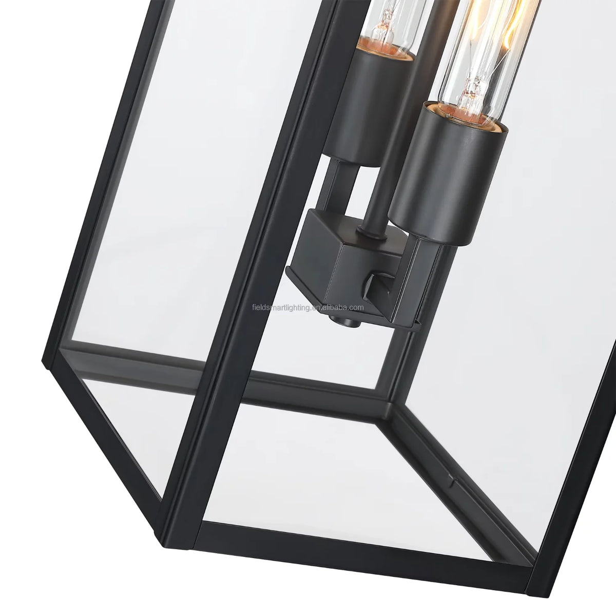 Large Black Outdoor Wall Lantern with Clear Glass – 2-Light