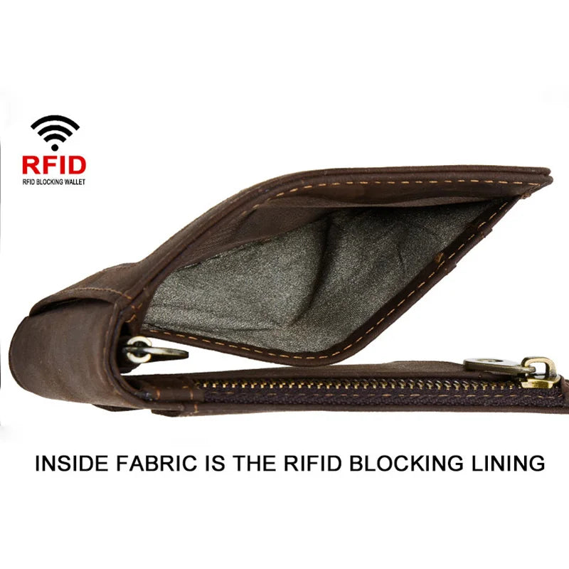 Slim RFID Genuine Leather Bifold Wallet with Money Clip - Men’s Card Holder