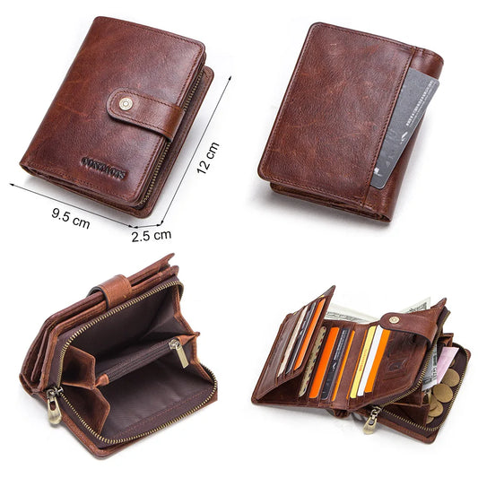 Men’s Genuine Leather RFID Wallet with Coin Pocket & Card Holder