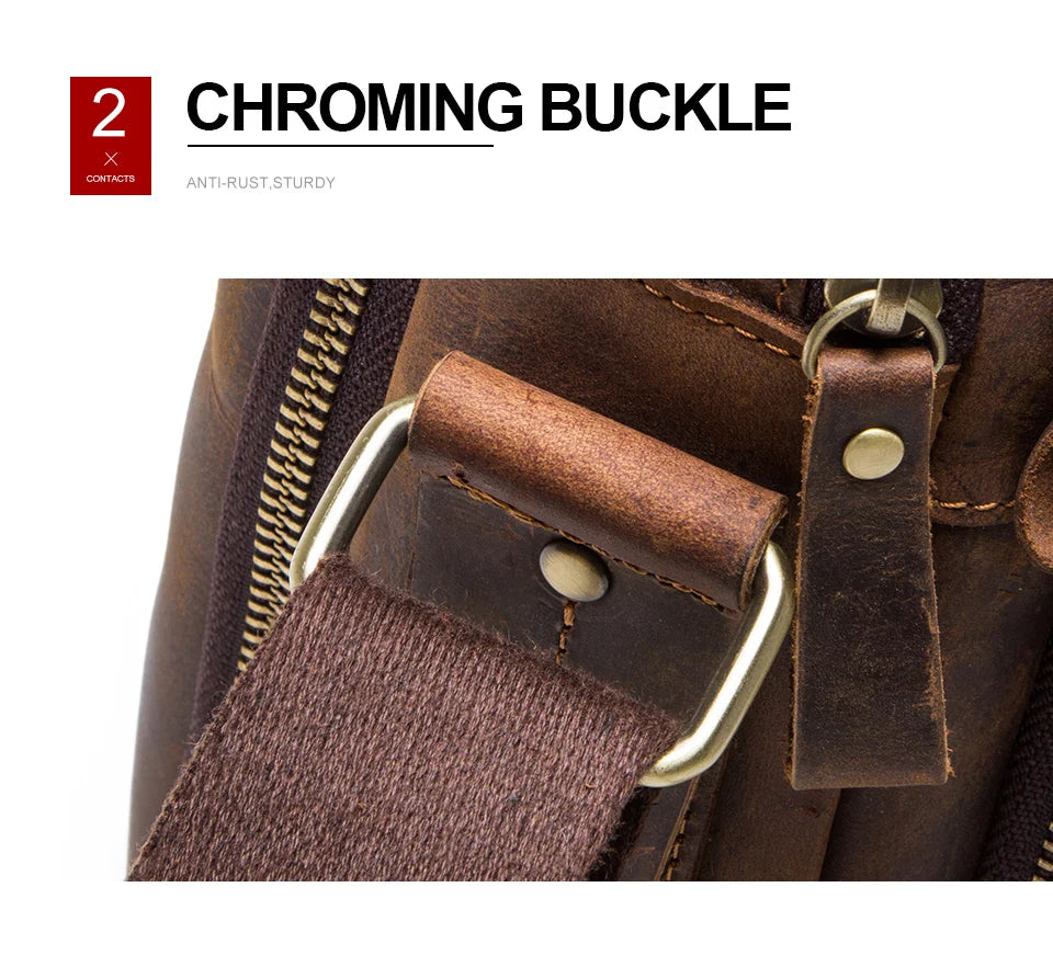 Genuine Leather Men Shoulder Bag Vintage Messenger Crossbody Sling Handbag