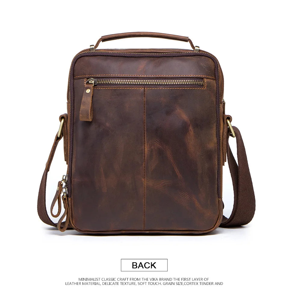 Genuine Leather Men Shoulder Bag Vintage Messenger Crossbody Sling Handbag