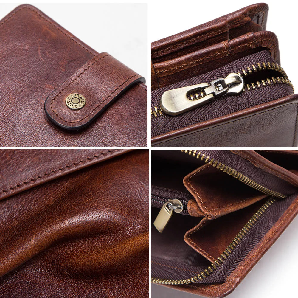 Men’s Genuine Leather RFID Wallet with Coin Pocket & Card Holder