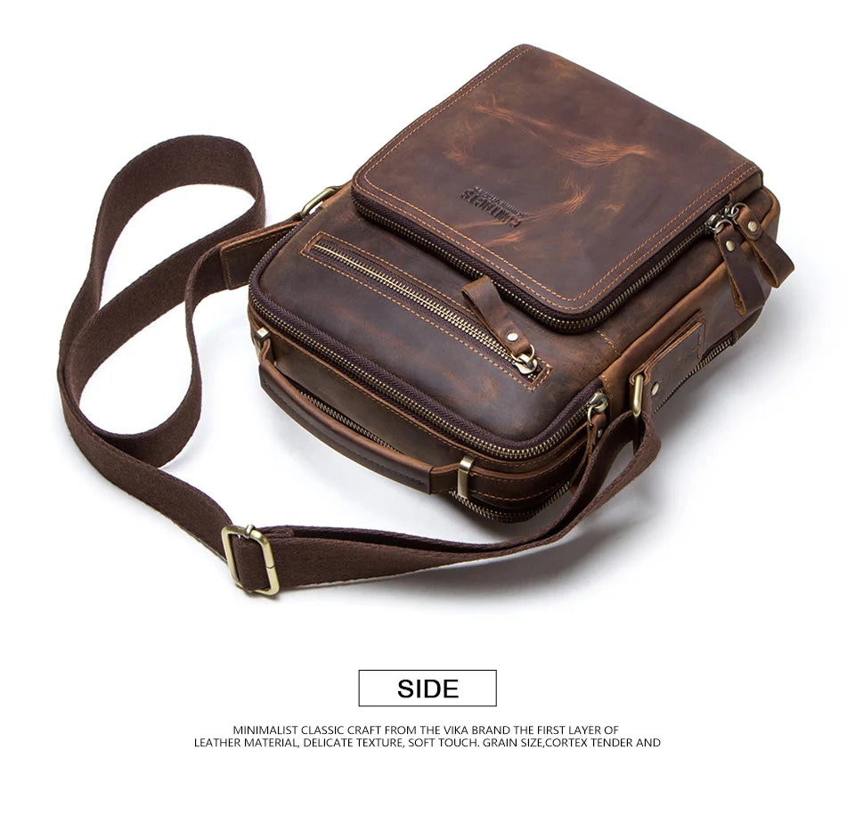 Genuine Leather Men Shoulder Bag Vintage Messenger Crossbody Sling Handbag