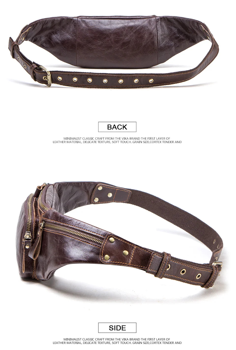 Men's 100% Genuine Leather Waist Bag Fanny Pack for Travel and Daily Essentials