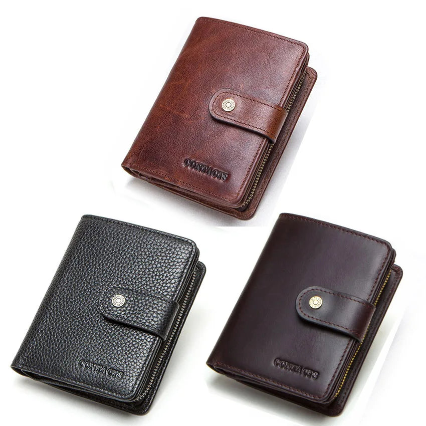 Men’s Genuine Leather RFID Wallet with Coin Pocket & Card Holder