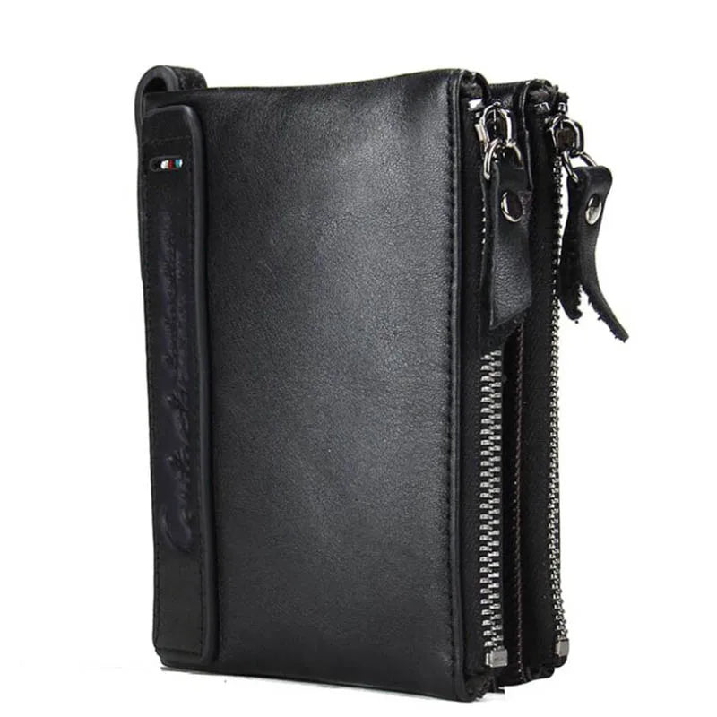 Men’s Genuine Leather Short Wallet with Coin Pocket & Card Holder