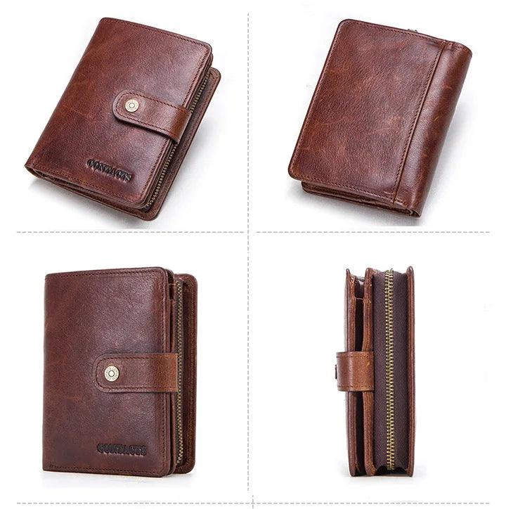 Men’s Genuine Leather RFID Wallet with Coin Pocket & Card Holder
