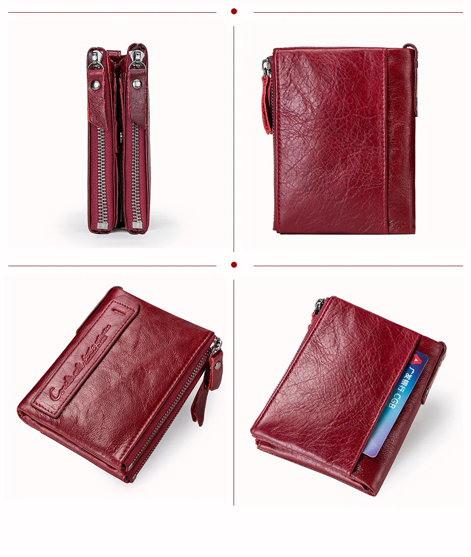 Men’s Genuine Leather Short Wallet with Coin Pocket & Card Holder