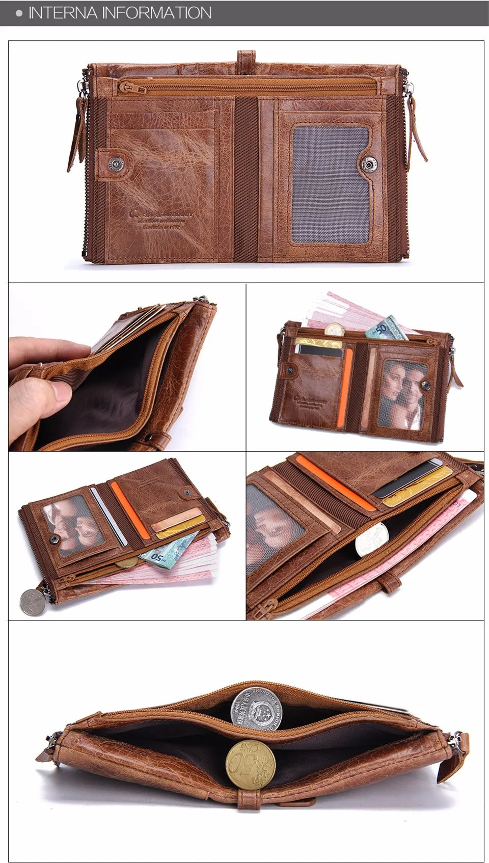 Men’s Genuine Leather Short Wallet with Coin Pocket & Card Holder