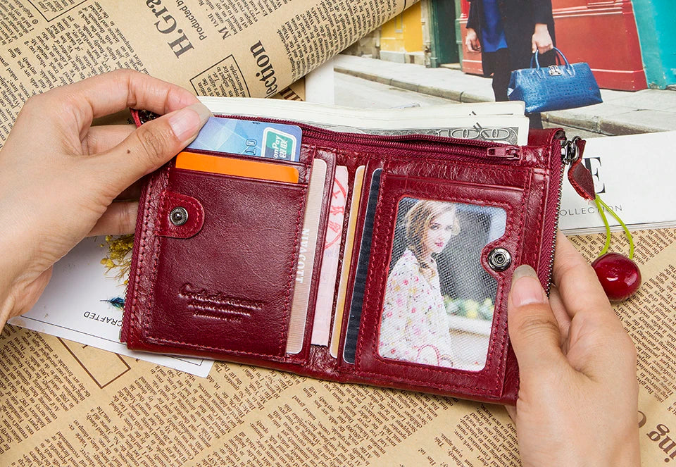 Men’s Genuine Leather Short Wallet with Coin Pocket & Card Holder