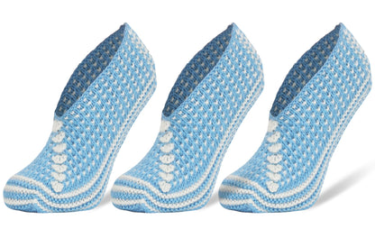 Crochet Slipper Socks for Women 3 Pairs Handmade Soft Cozy Knit Size 5-7
