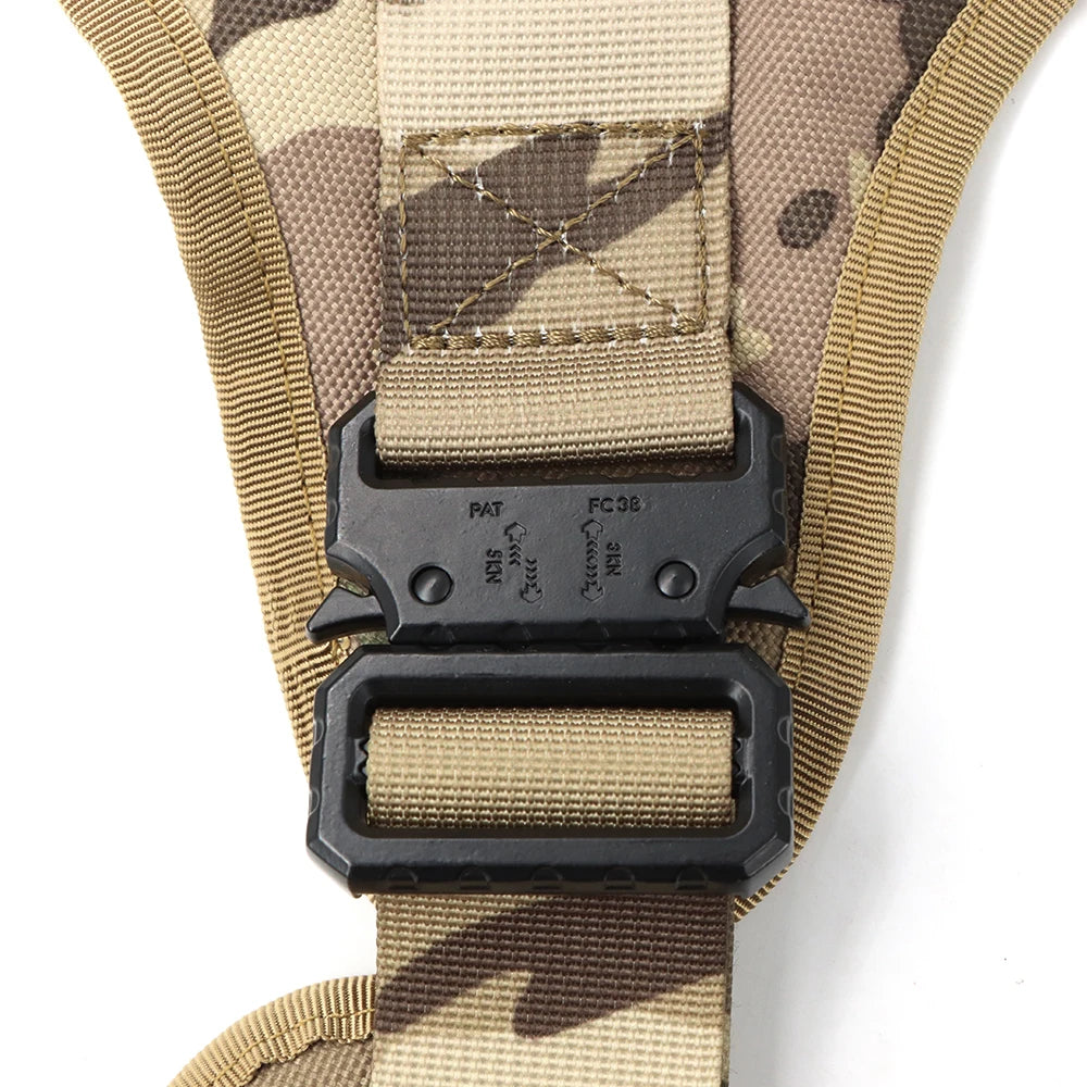 Tactical Dog Harness Set w/ Leash Collar Bags Patches for Large Dogs Training