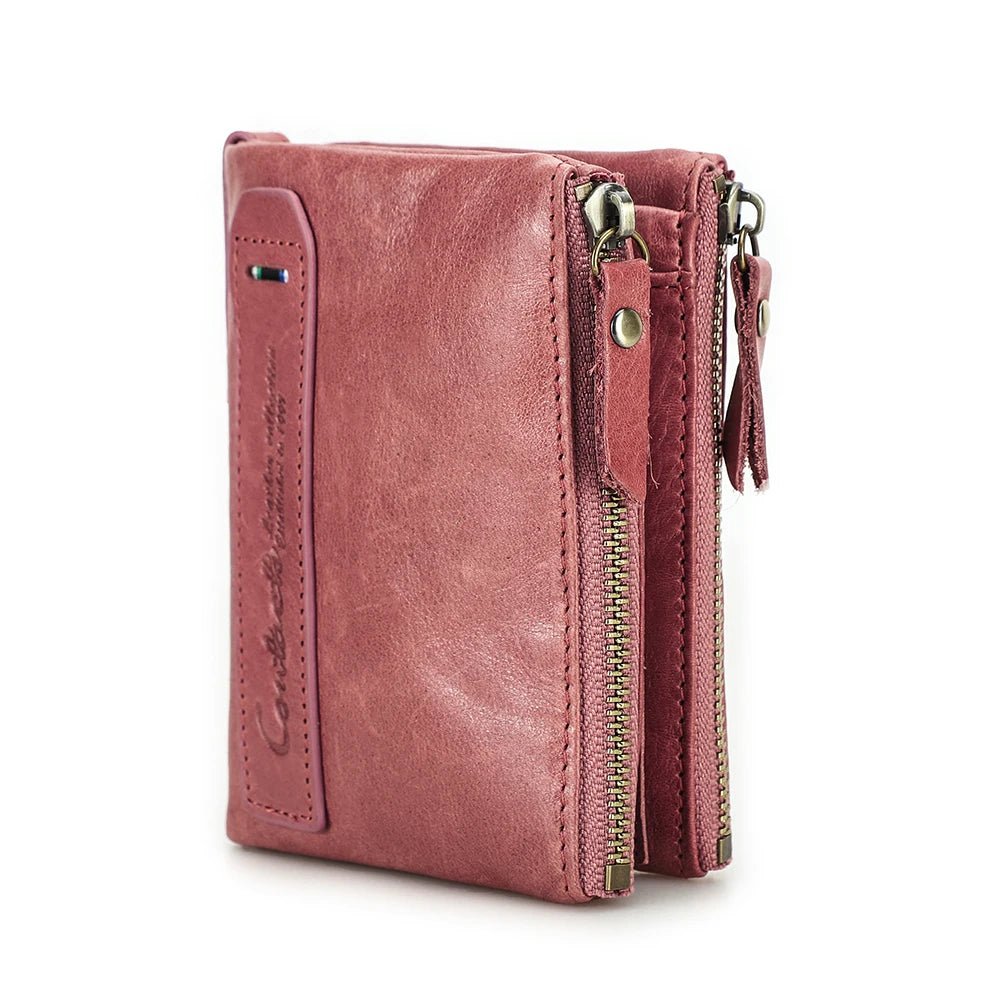 Men’s Genuine Leather Short Wallet with Coin Pocket & Card Holder