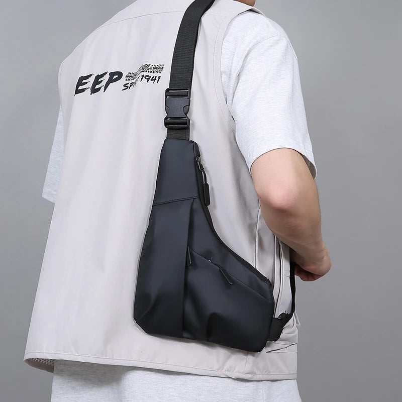 Men’s Nylon Chest Bag Crossbody Sling Pack Large Capacity Travel Sports