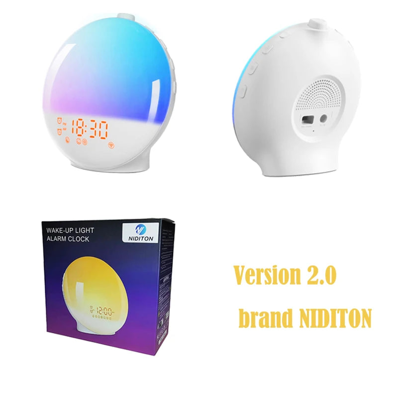 Sunrise Wake-Up Light Alarm Clock FM Radio Dual Alarm USB Night Light