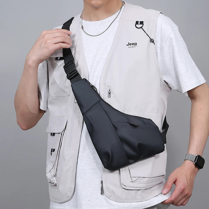 Men’s Nylon Chest Bag Crossbody Sling Pack Large Capacity Travel Sports