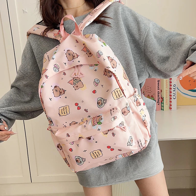 Large Capacity Oxford Student Backpack – Solid Color Casual School Bag