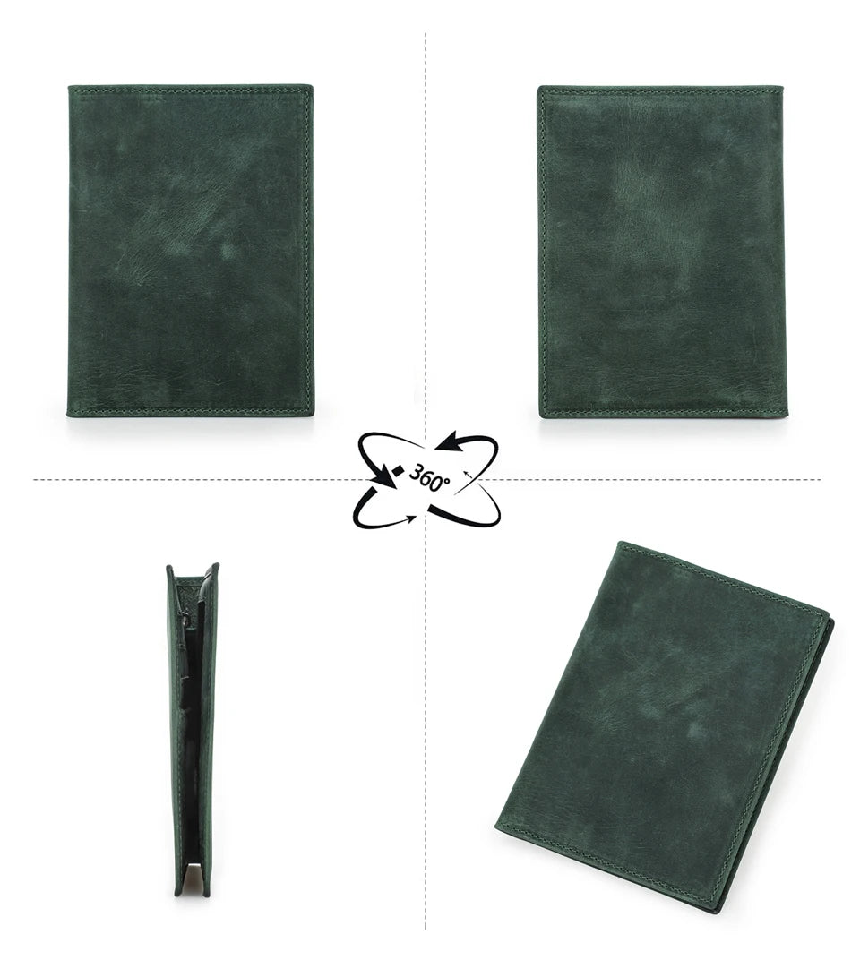 Genuine Leather Passport Wallet AirTag Slot Travel Card Holder for Men Women