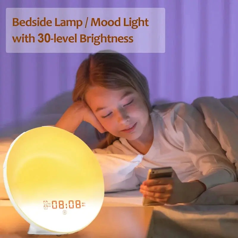 Sunrise Wake-Up Light Alarm Clock FM Radio Dual Alarm USB Night Light
