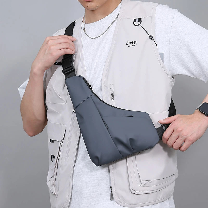 Men’s Nylon Chest Bag Crossbody Sling Pack Large Capacity Travel Sports