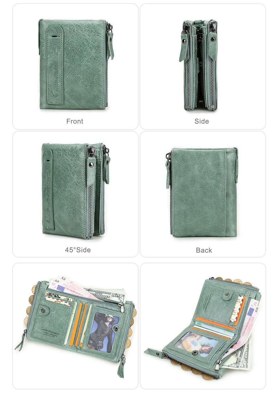 Men’s Genuine Leather Short Wallet with Coin Pocket & Card Holder
