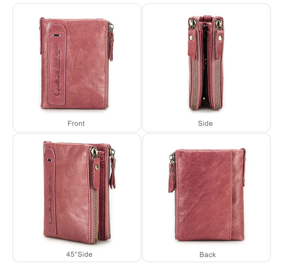 Men’s Genuine Leather Short Wallet with Coin Pocket & Card Holder