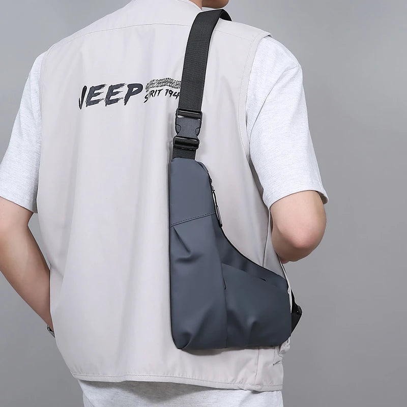 Men’s Nylon Chest Bag Crossbody Sling Pack Large Capacity Travel Sports