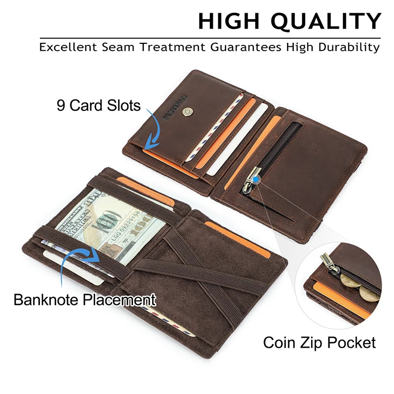 Genuine Leather RFID-Blocking Card Holder Wallet – Slim & Secure Design