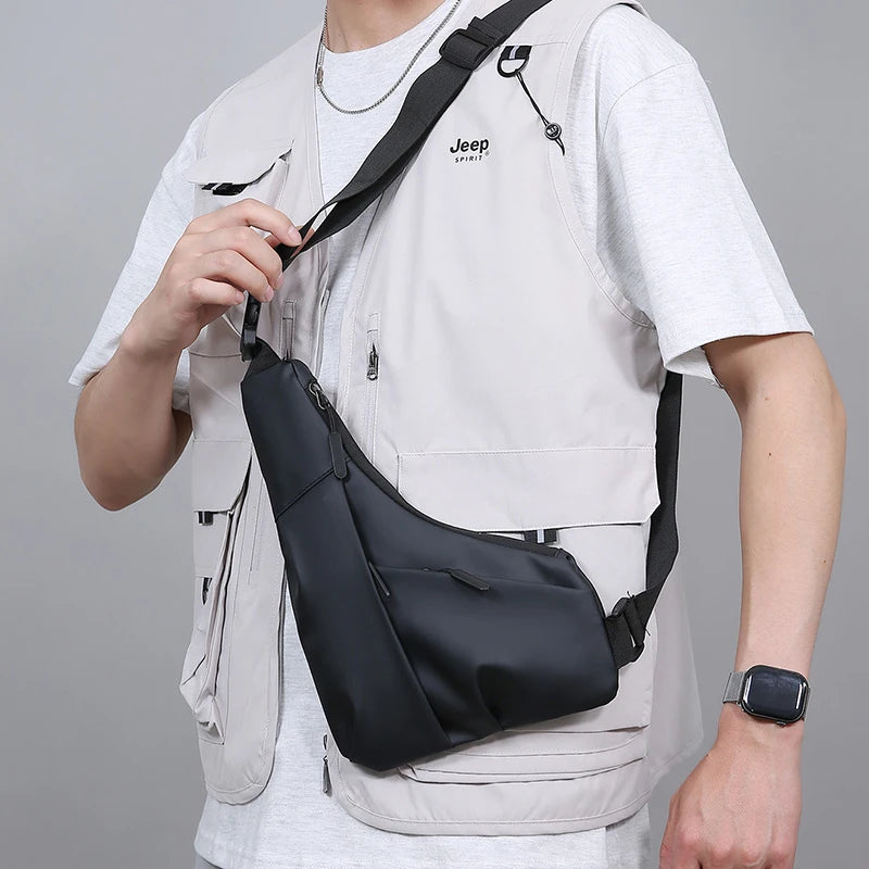 Men’s Nylon Chest Bag Crossbody Sling Pack Large Capacity Travel Sports